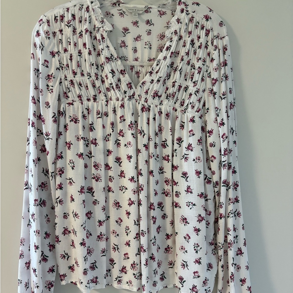 Floral White and Purple Women's Top